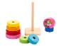 Tour d'empilage en bois sur le thème de Peppa Pig avec des anneaux numérotés.