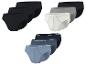 Lot de 9 slips en coton pour homme en noir, gris et bleu.