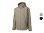Veste softshell à capuche pour homme en beige, avec options de couleur noire et beige.
