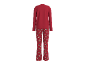 Pyjama rouge pour femme avec haut à manches longues et pantalon imprimé, vue arrière