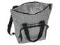 Sac isotherme gris clair avec fermeture éclair et sangles noires, ouvert, intérieur isolé