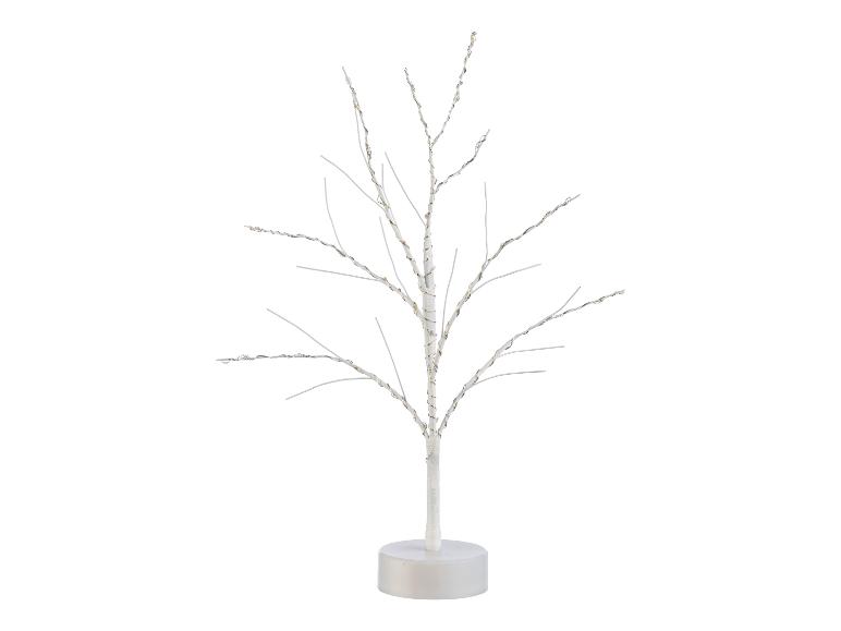 Un arbre artificiel blanc avec des lumières LED.