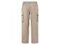 Pantalon cargo beige avec taille élastique.