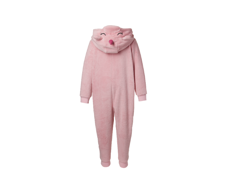 Grenouillère polaire rose pour enfant avec capuche en forme de visage d'animal