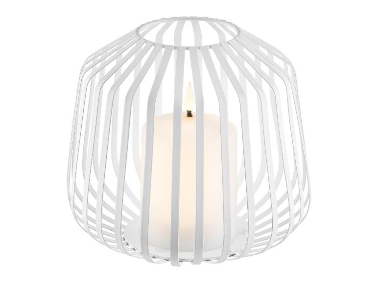 Bougie LED dans corbeille métallique