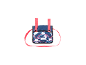 Sac de poupée bleu avec motif licorne et arc-en-ciel, avec sangle rose.