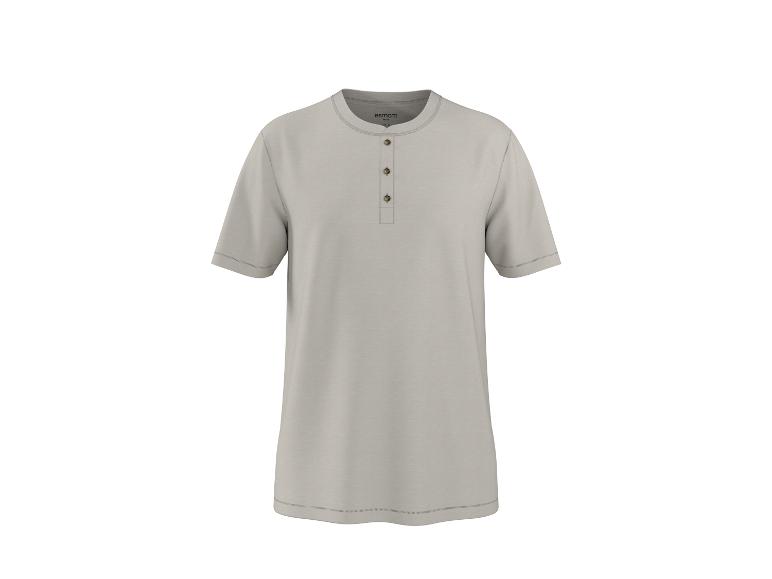 T-shirt Henley à manches courtes beige clair pour homme