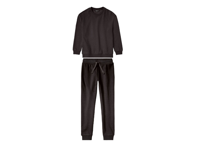 Un ensemble de survêtement noir avec un sweat-shirt et un pantalon.