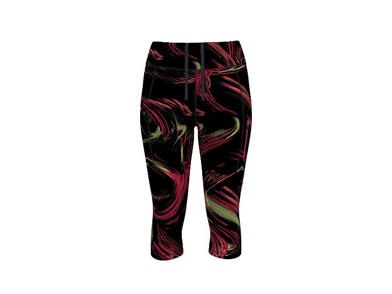 Legging de sport 3/4 noir avec motif rouge et vert