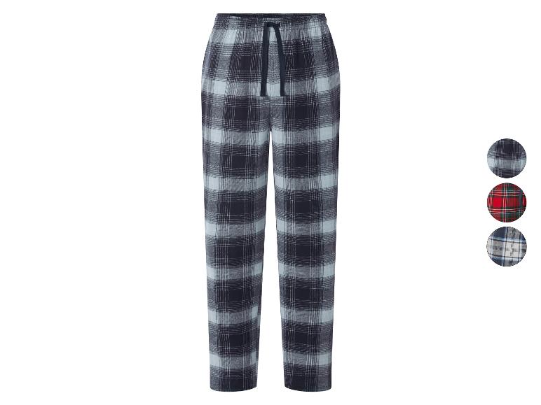 Pantalon de pyjama à carreaux bleu marine et bleu clair avec cordon de serrage, avec trois motifs au choix