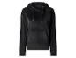 Sweat à capuche noir en velours avec cordon de serrage et poche kangourou.