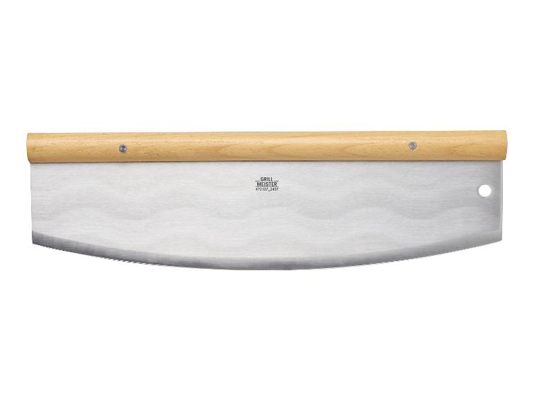 Coupe-pizza Grill Meister : lame en acier inoxydable et manche en bois.