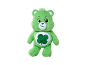 Ours en peluche vert avec un trèfle à quatre feuilles sur le ventre