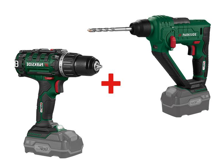 Perceuses Parkside sans fil : perforateur et visseuse.