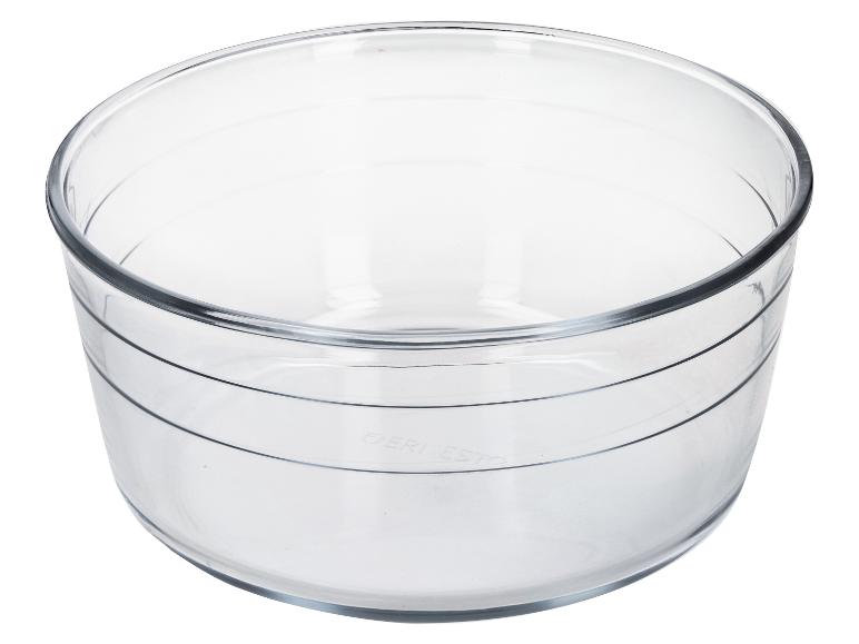 Bol de cuisine en verre transparent, avec l'inscription « ERNESTO ».
