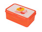 Une boîte à lunch orange avec un motif Minnie Mouse.