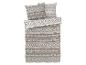 Housse de couette beige avec motif hivernal, incluant deux taies d'oreiller.