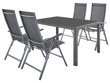 LIVARNO home Set de table de jardin + 4 fauteuils Houston en aluminium, noir
