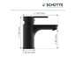 Robinet de lavabo noir Schütte avec dimensions.