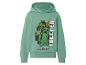 Sweat à capuche vert avec imprimé de personnage de jeu vidéo et texte « CREEPER ».