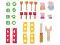 Ensemble de jouets en bois avec vis, écrous, outils et personnages Peppa Pig.