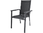 Chaise d'extérieur gris foncé avec assise et dossier en maille