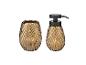 Distributeur de savon et porte-brosses à dents élégants et modernes en or.