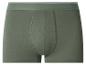 Boxer homme en coton vert olive avec ceinture élastique et coutures décoratives.