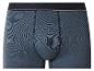 Caleçon boxer bleu pour homme avec ceinture foncée et rayures gris clair.