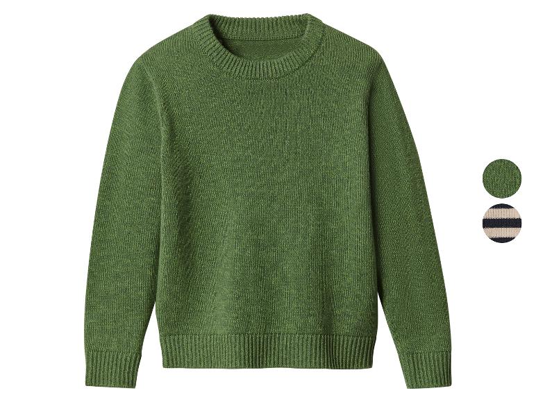 Pull vert tricoté à col rond avec options de couleur/motif.
