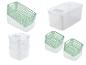 Panier de rangement en plastique avec couvercle, vert et blanc