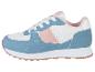 Basket basses bleu ciel, rose et blanc.