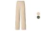 Pantalon en maille côtelée beige avec taille élastique, avec options de couleur beige et vert olive.
