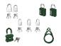 Divers cadenas et un câble de sécurité, incluant des modèles à clé et à combinaison.