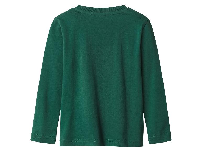 Dos d'un t-shirt vert foncé à manches longues.