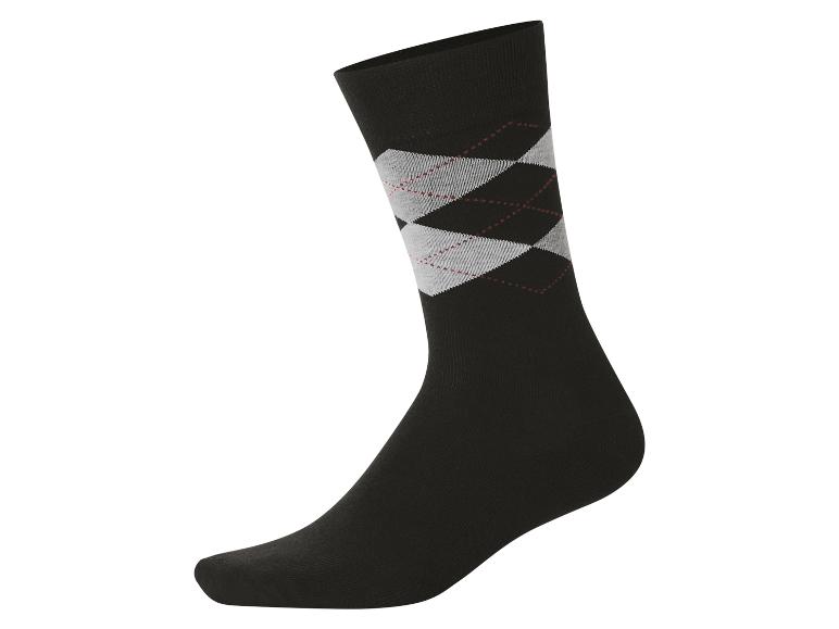 Chaussette noire à motif argyle gris et rouge