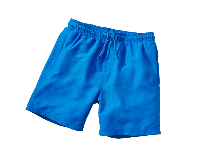 Short de bain bleu.