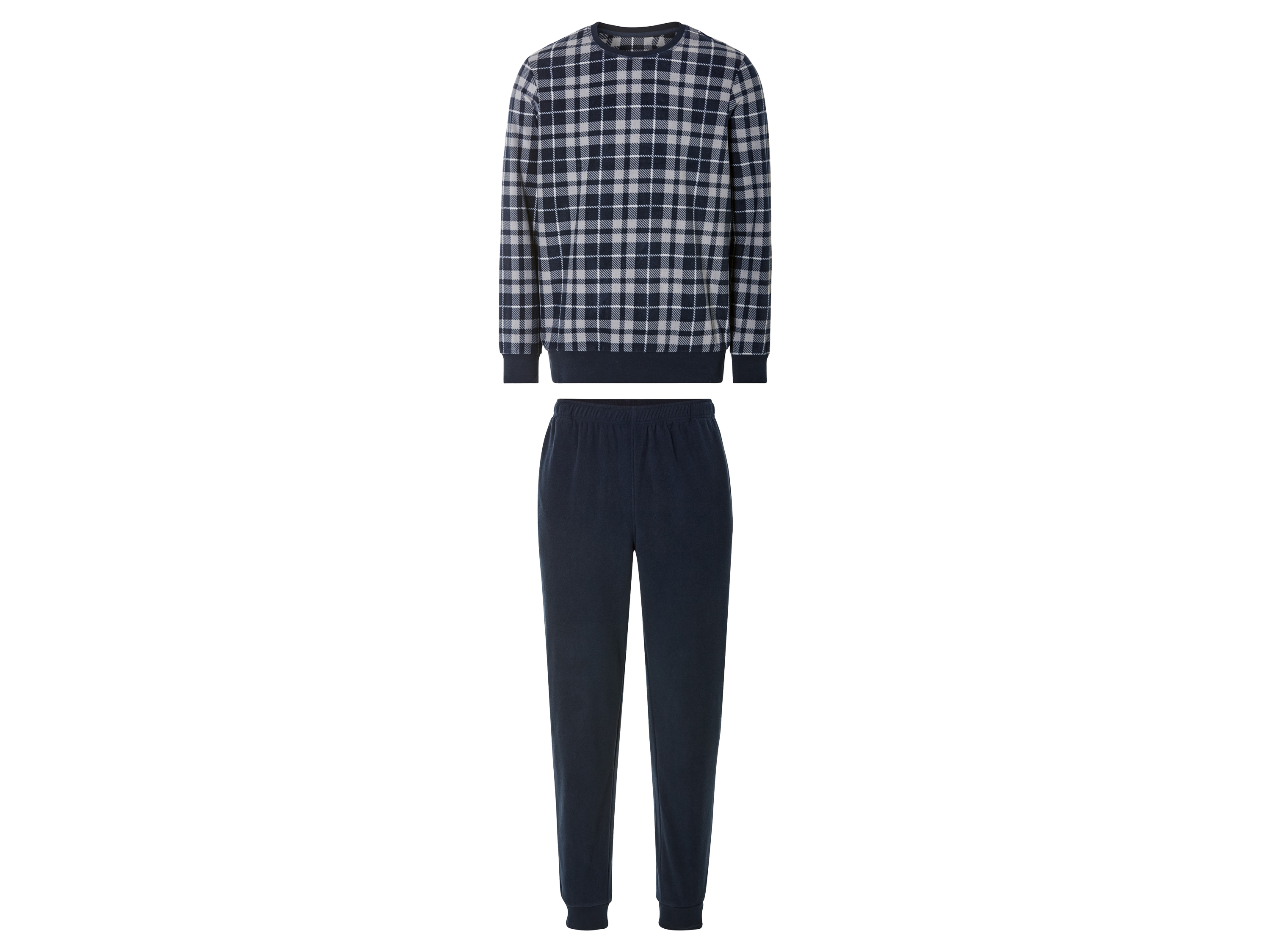 LIVERGY® Pyjama polaire homme (S, bleu foncé/gris/à carreaux)