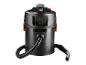 Aspirateur eau et poussière noir avec tuyau et tube métallique.