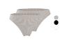 Lot de deux culottes côtelées en coton pour femme en beige, avec options de couleur noire et blanche.