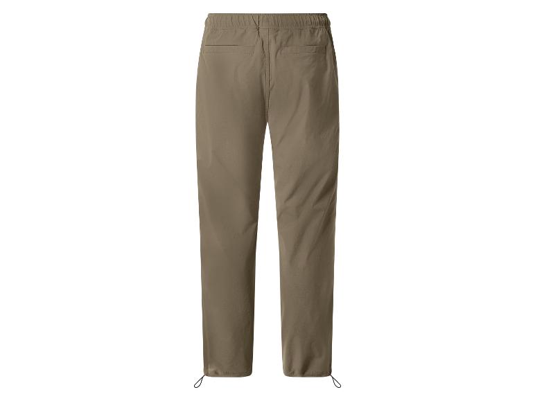 Pantalon homme kaki avec taille élastique et bas de jambe ajustables, vue arrière.