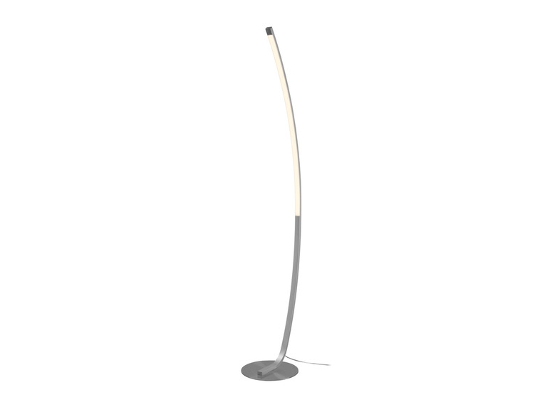 Un lampadaire argenté avec une forme incurvée