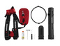 Harnais Parkside, outils et une bouteille d'huile.