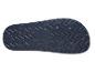 Semelle de sandale de piscine bleue avec motif en zigzag et détails circulaires.