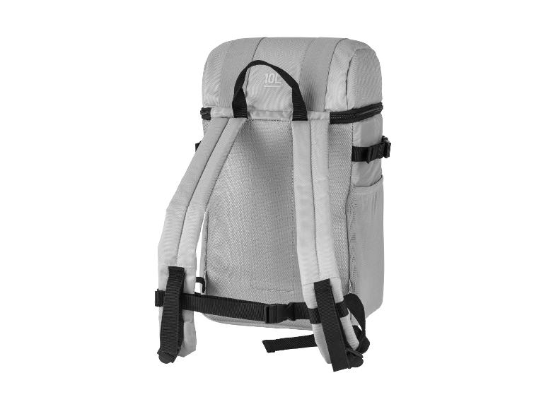 Sac à dos gris avec '10L' imprimé, montrant le dos avec les bretelles.