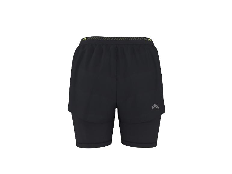 Short de sport noir 2 en 1 pour homme avec ceinture verte.