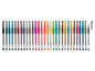 Une collection de stylos gel de couleur et pailletés de la marque Crelando.