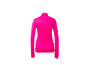 Haut de sport rose fluo à manches longues avec col montant, vue de dos.