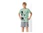 Pyjama garçon Mickey Mouse : t-shirt vert clair et short gris.