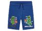 Shorts bleus Minecraft : Creeper, TNT, inscriptions « Game On » et « Game Over ».